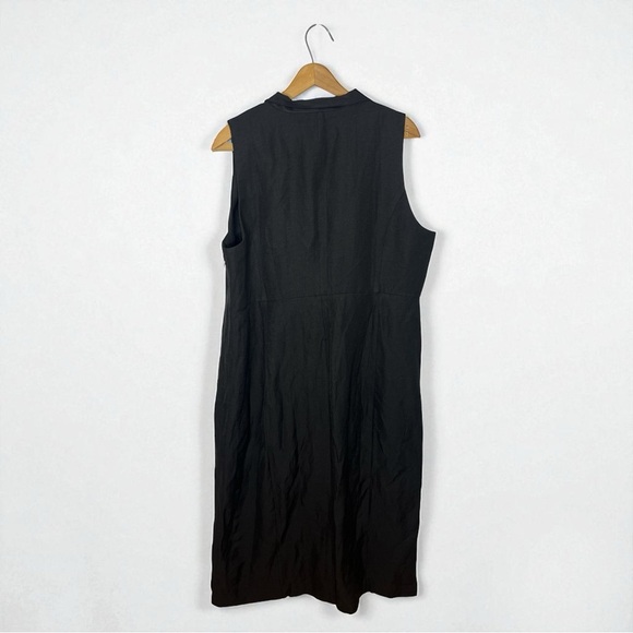 Tuckernuck Leighton Midi Dress Sleeveless Linen Blend Black Mandarin Collar XXL - Picture 8 of 17